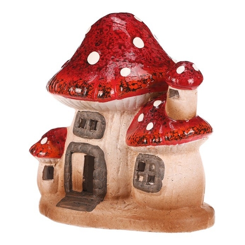 Domeček keramický - muchomůrka, dvojice, s LED osvětlením
