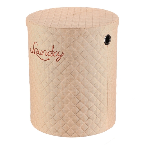 Koš prádelní - látka, kulatý, béžový, cena za sadu 5 ks