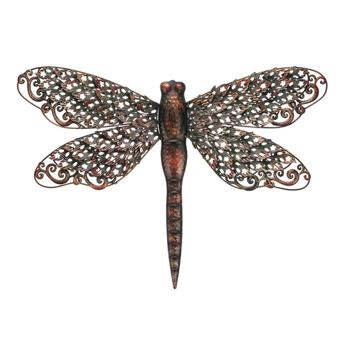 Vážka - kovová nástěnná dekorace, barva měděná