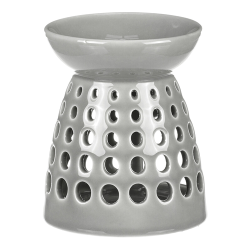 Aromalampa - porcelánová, kulaté otvory, barva šedá