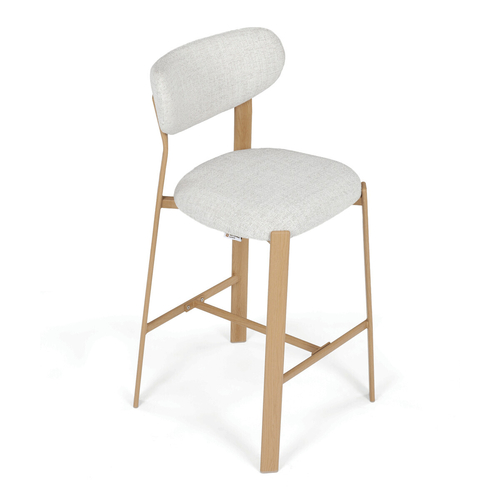 Barová židle, bílá, látka, AUB-L3125 OAK