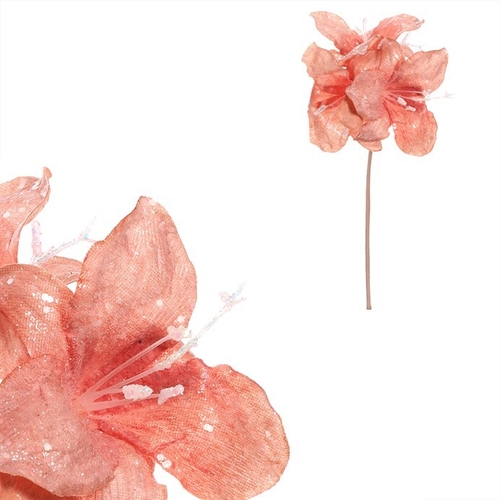 Amarylis - umělá, 3 květy na stonku, cappuccino se třpytkami