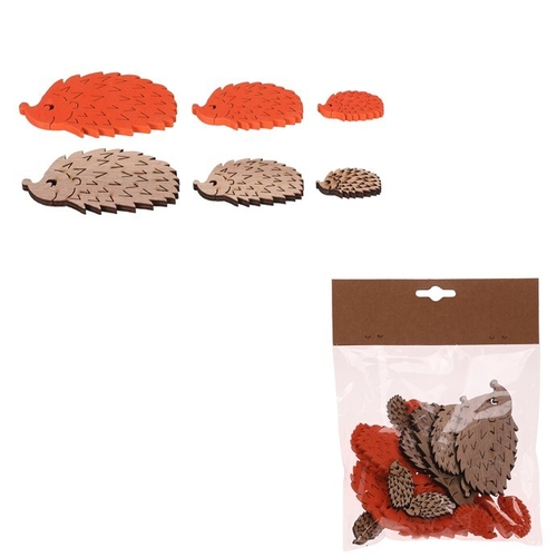 Ježek - dřevěný, mix 2 barev a 3 vel., cena za balení (18 ks)