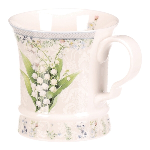 Hrnek malovaný - porcelán, dárková dóza, motiv s konvalinkami