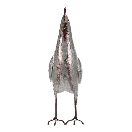 Kohout - kovová dekorace, barva stříbrná