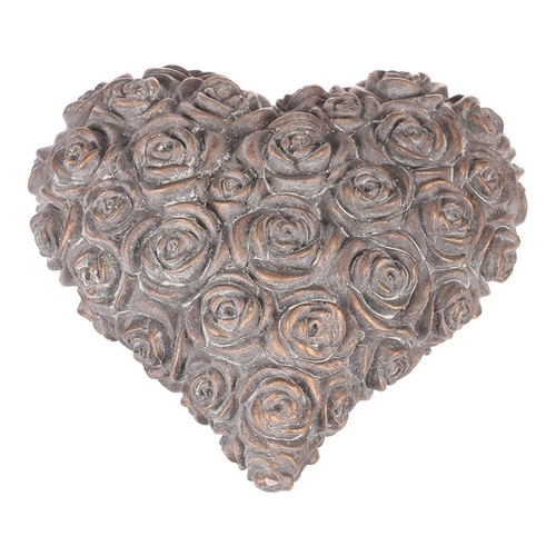 Srdce s růžemi - betonové, antracitově šedé