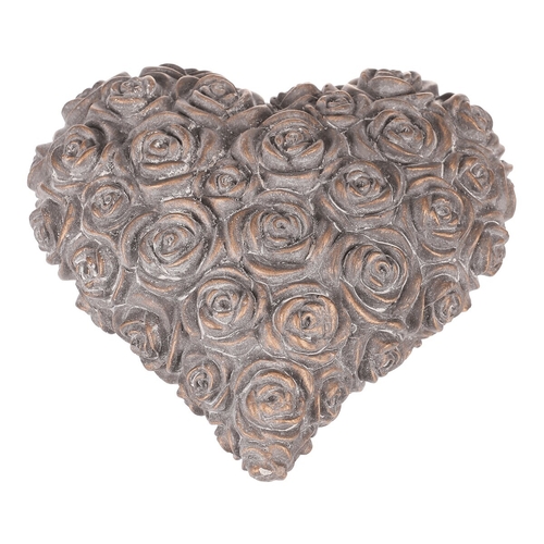 Srdce s růžemi - betonové, antracitově šedé