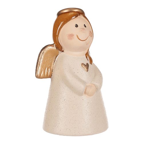 Anděl - keramická figurka, krémová se zlatými křídly
