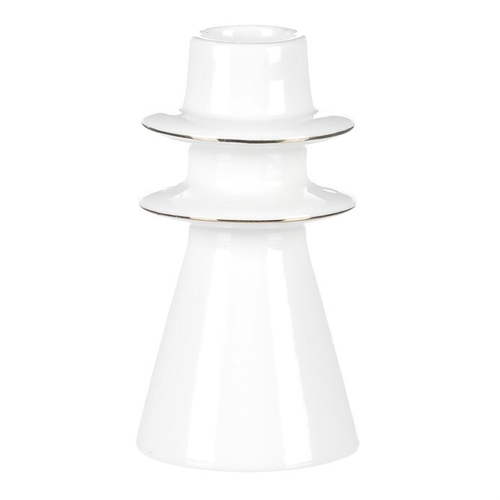 Svícen na kónickou svíčku - porcelán, vysoký, bílý
