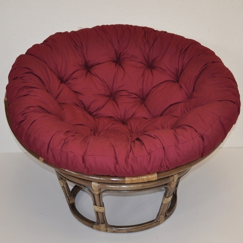 Ratanový papasan  110 cm hnědý polstr vínový