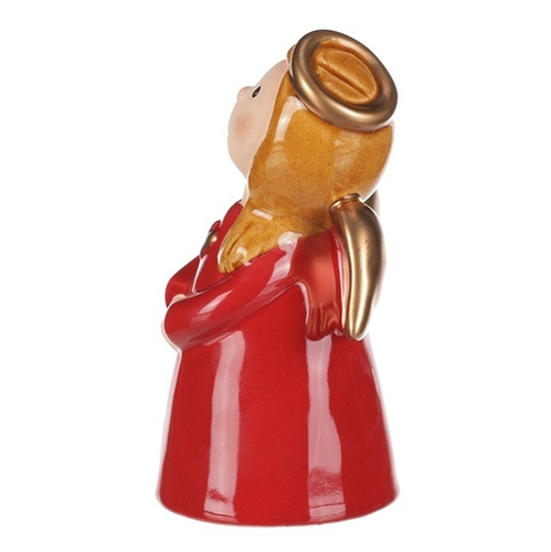 Anděl - keramická figurka, červená se zlatými křídly