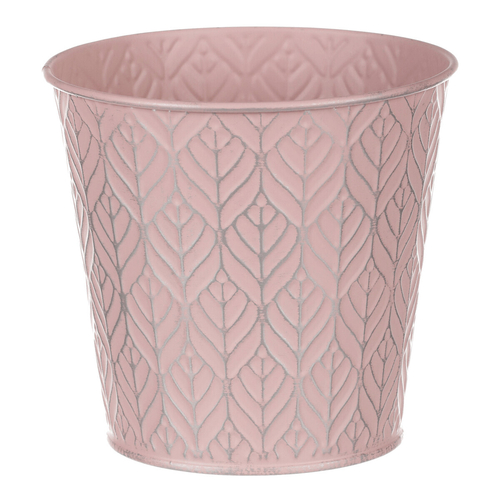 Obal kovový - kulatý, stříbrný vzor, barva růžová