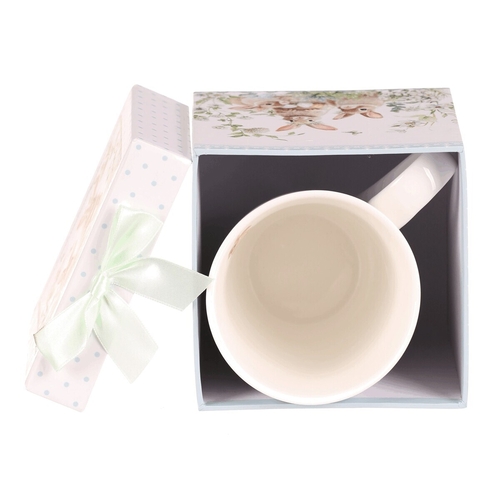 Hrnek malovaný - porcelán, dárková dóza, motiv se zajíčky