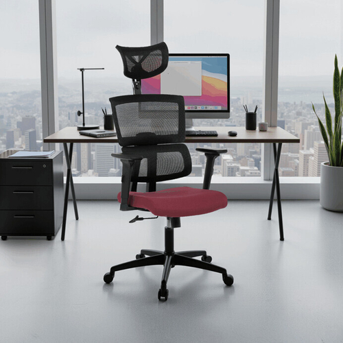 Kancelářská židle, houpací mechanismus, červená síťovina, KA-B1025 BOR