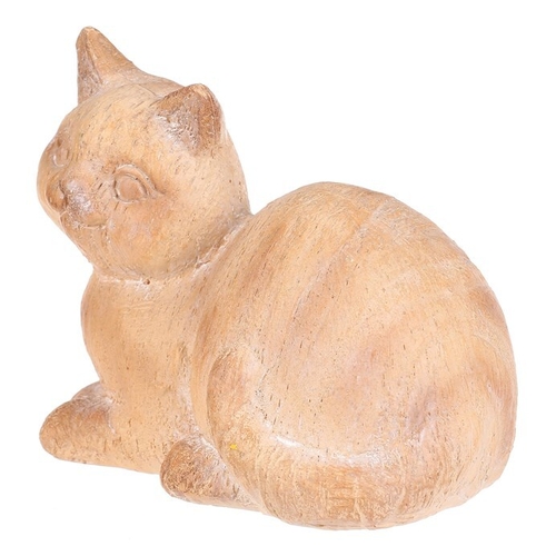 Kočka - figurka z polyresinu, imitace dřeva