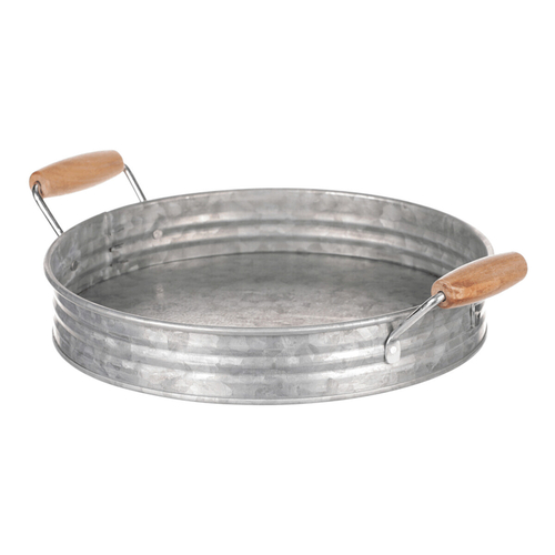 Tác kovový - tvar pánve, zinkový, barva stříbrná