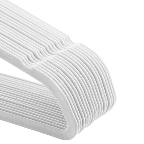 Sametová ramínka, plast, bílá, set 50 ks, ASR-E1020 WT