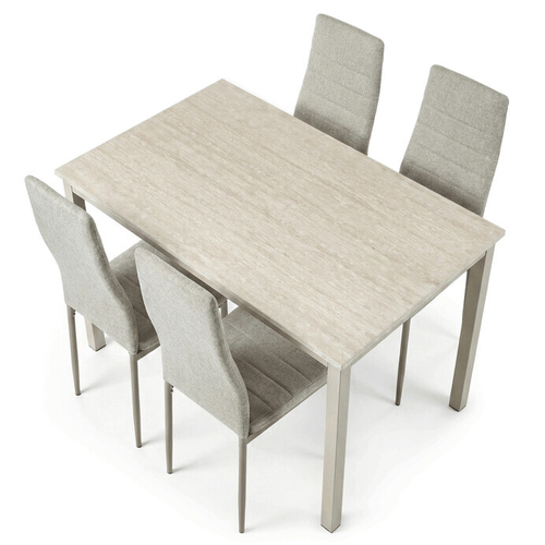 Jídelní set s 4 židlemi, 110x70x75cm, mdf, travertin, ASE-1039 CRM2