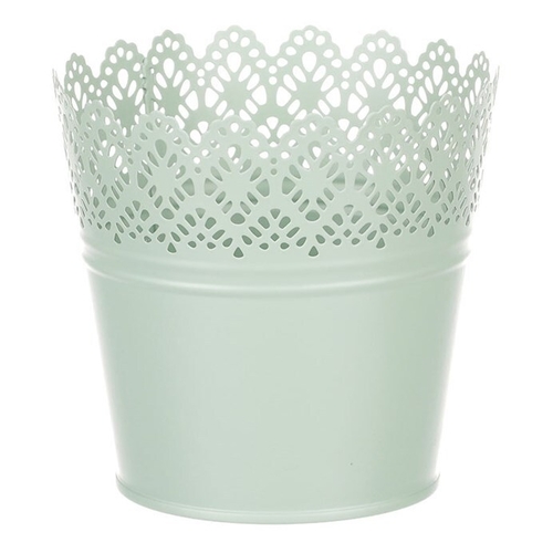 Obal kovový - kulatý, krajkový okraj, barva zelená