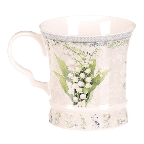 Hrnek malovaný - porcelán, dárková dóza, motiv s konvalinkami