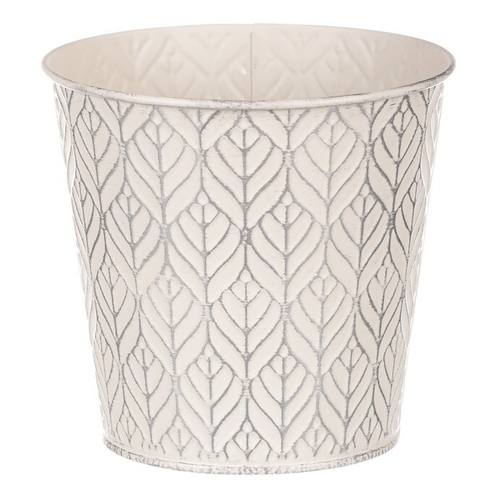 Obal kovový - kulatý, stříbrný vzor, barva krémová