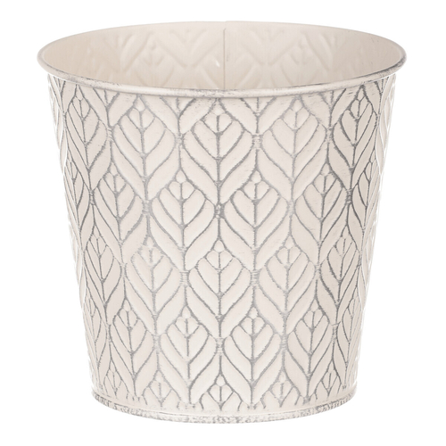 Obal kovový - kulatý, stříbrný vzor, barva krémová