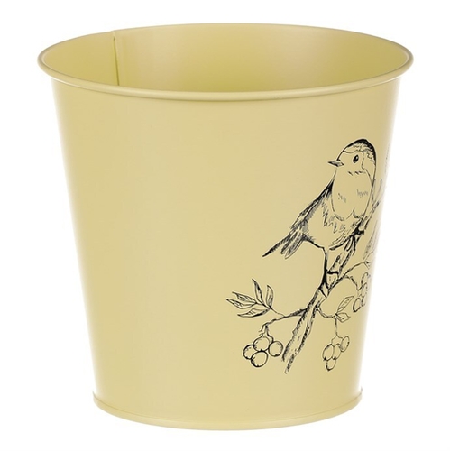 Obal kovový - motiv ptáčka, barva žlutá