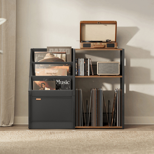 Stolek na gramofon a LP desky 81x30x69cm, mdf, old wood, AKF-E1076 OLW