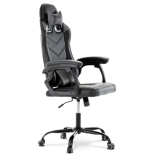 Herní křeslo, houpací mechanismus, šedá ekokůže, KA-L626 GREY