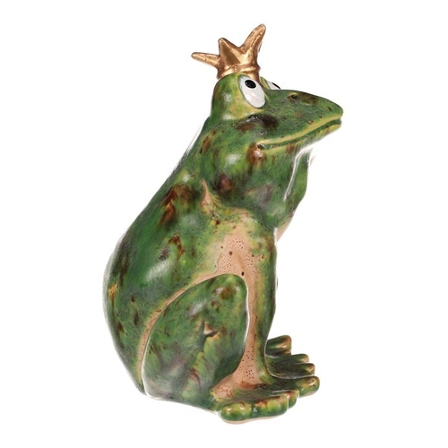 Žába s korunkou - keramická figurka, vel. L, zelená