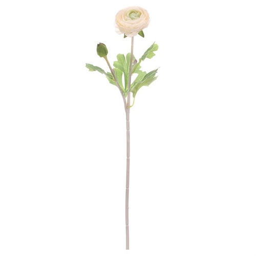 Ranunculus - umělý řezaný, květ a poupě, krémový