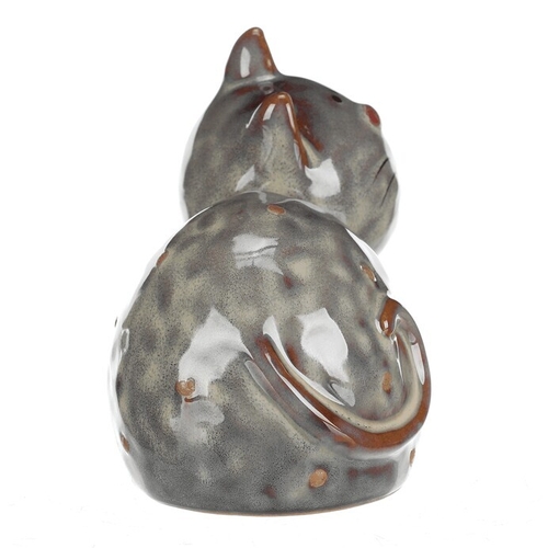 Kočka - keramická figurka, ležící, vel. M, hnědá