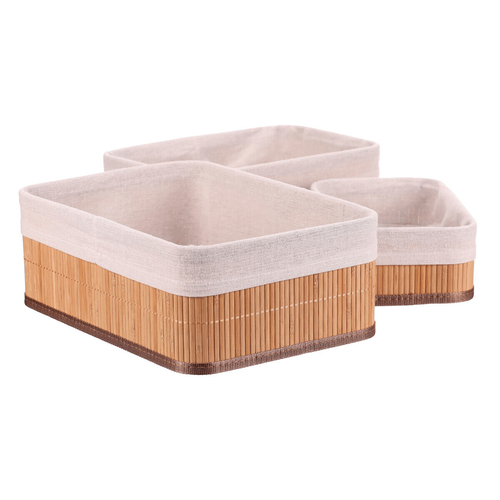 Koš regálový - bambus, přírodní, cena za sadu 3 ks