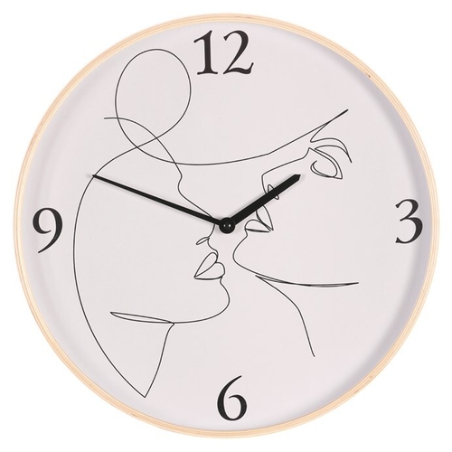 Hodiny nástěnné - pr. 40 cm, MDF a dřevěný rám, motiv tváří