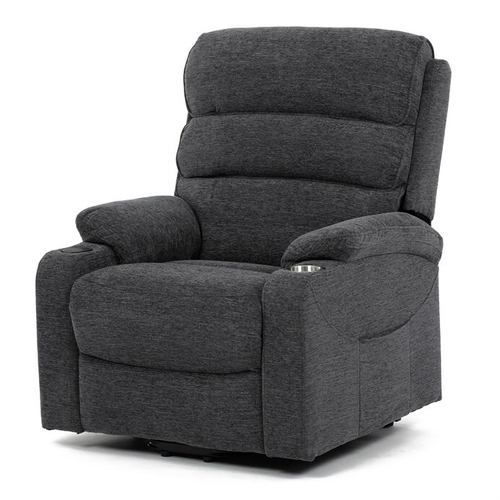 Polohovací křeslo, elektrické kabelové ovládání, šedá, látka, TV-S8348 GREY2