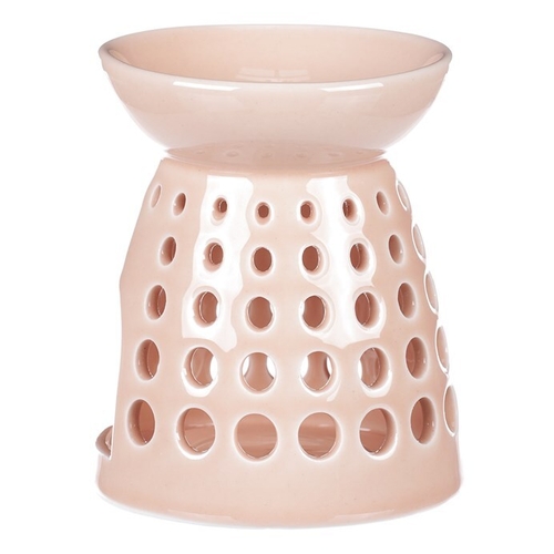 Aromalampa - porcelánová, kulaté otvory, barva meruňková