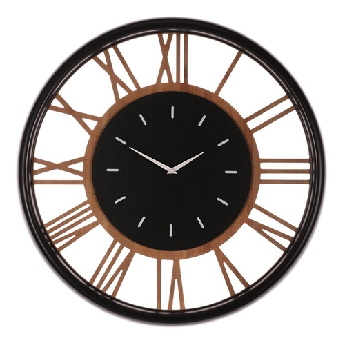 Hodiny nástěnné - pr. 60 cm, MDF a kov, římské číslice