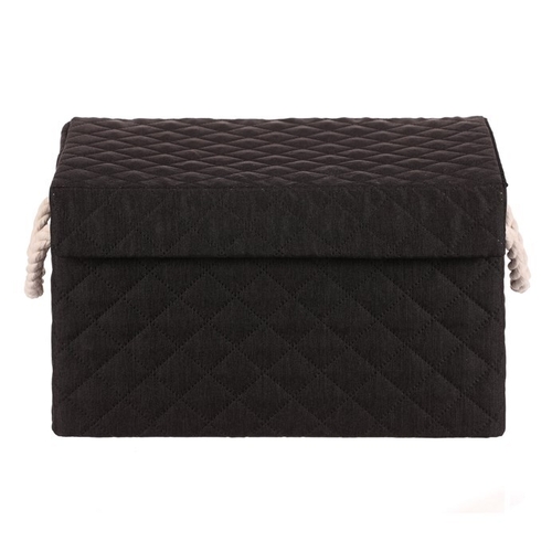 Koš regálový - látkový s uchy, hranatý, černý