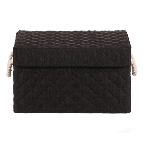 Koš regálový - látkový s uchy, hranatý, černý