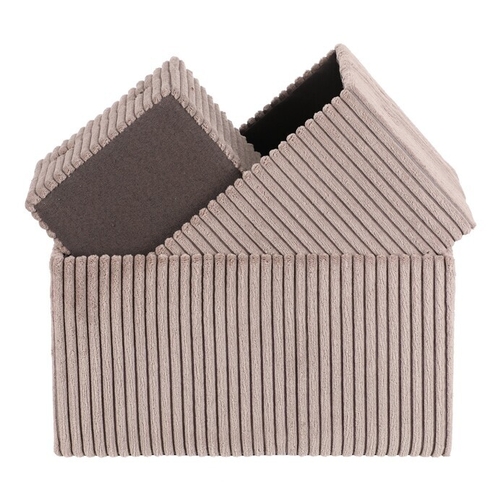 Koš regálový - manšestrový potah, šedý, cena za sadu 3 ks