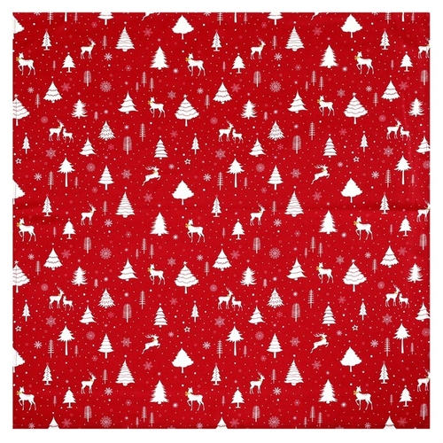 Ubrus červený - vánoční vzor, 100% polyester, 80 x 80 cm