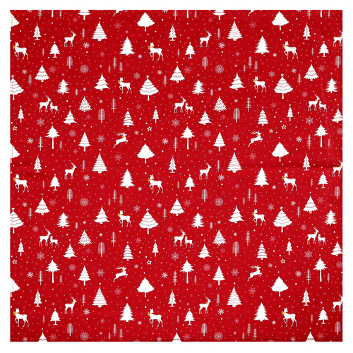 Ubrus červený - vánoční vzor, 100% polyester, 80 x 80 cm