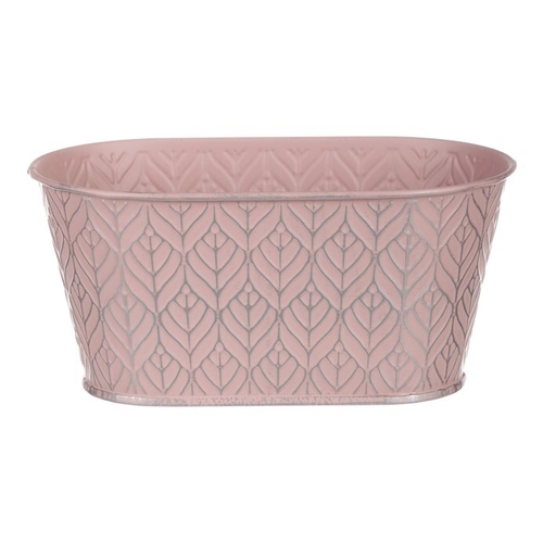 Obal kovový - truhlík, stříbrný vzor, barva růžová