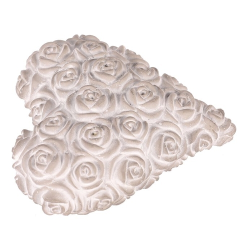 Srdce s růžemi - betonové, šedé