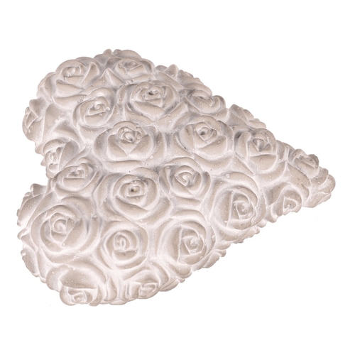 Srdce s růžemi - betonové, šedé