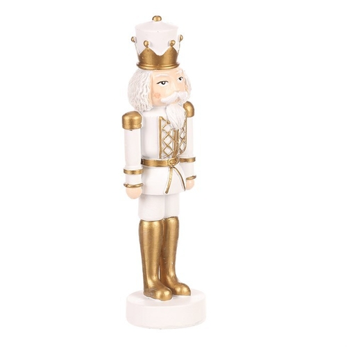 Voják - figurka na postavení, polyresin, barva bílo-zlatá