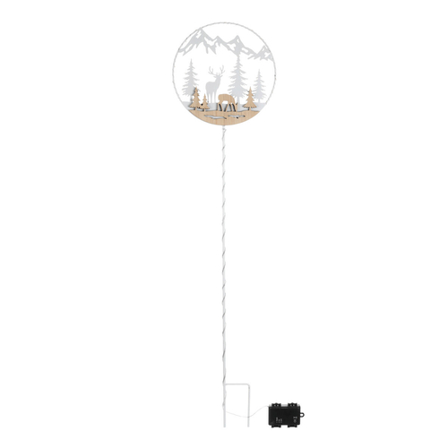 Zápich s LED - 100 cm, kov a bambus, časovač, mix 2, bílý, cena za 1 ks