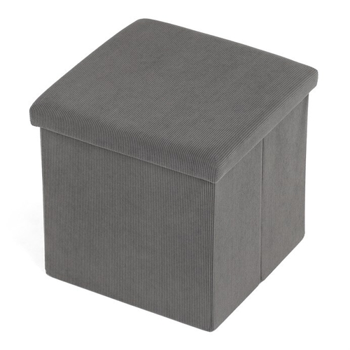 Taburet s úložným prostorem, šedá, manšestrová látka, TAB-471 GREY6