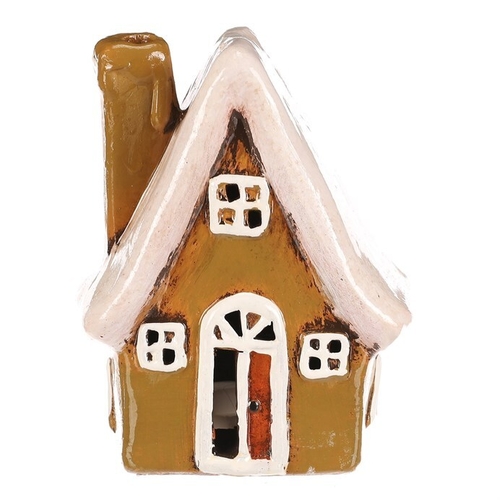 Domeček keramický - LED osvětlení, zelený s bílou střechou