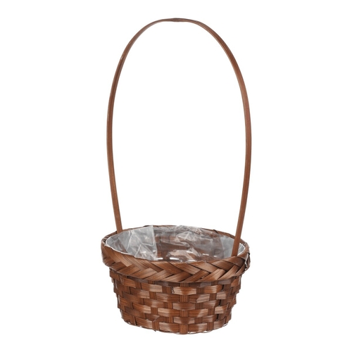 Obal na květiny - proutěný, oválný s uchem, vel. S, hnědý